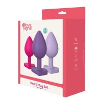 Set plug anal DREAMTOYS Triple Heart Love Signal, 3 dopuri de dimensiuni progresive, diametru 3/3.5/4 cm, bază în forma de inimă, multicolore